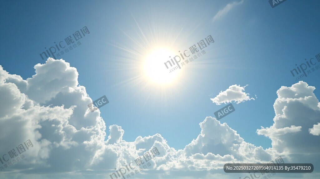 晴朗天空下的耀眼阳光