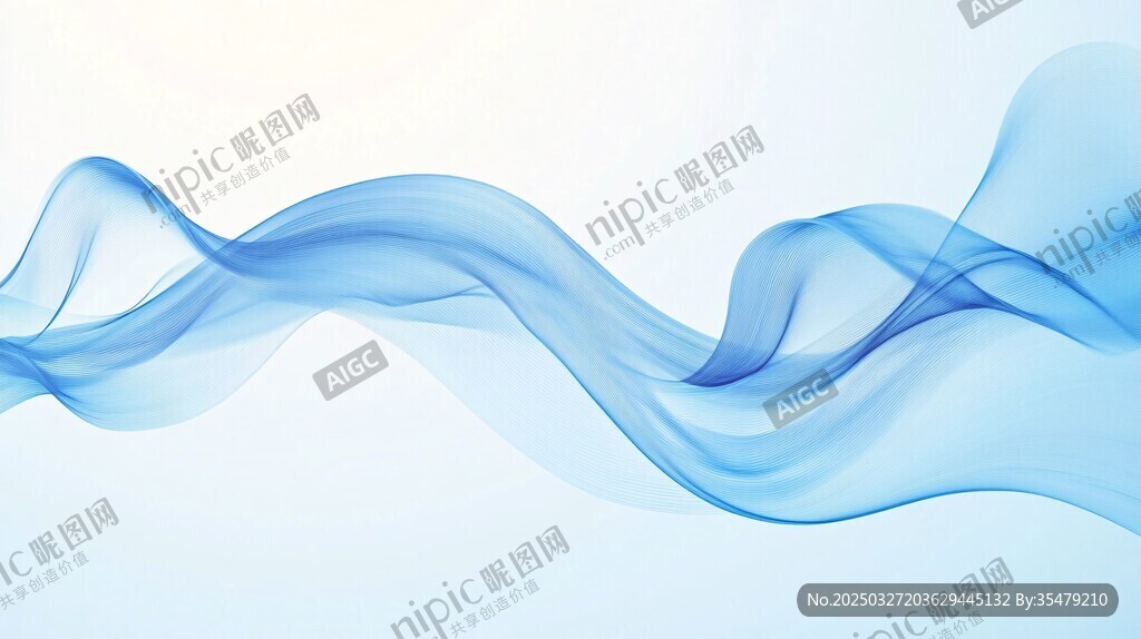 蓝色动感飘带抽象背景图