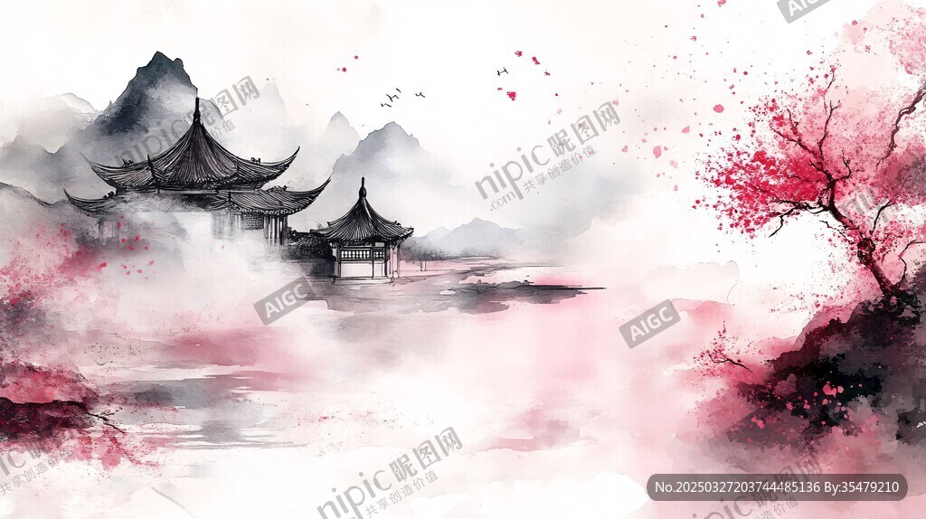 水墨山水间的古韵风景
