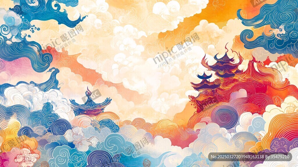 云海中的中式古韵建筑