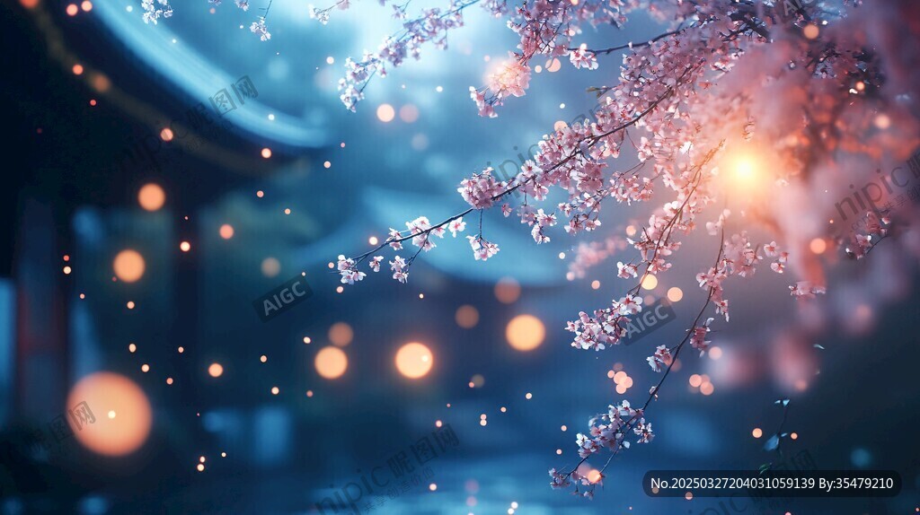 梦幻樱花夜景氛围感拉满