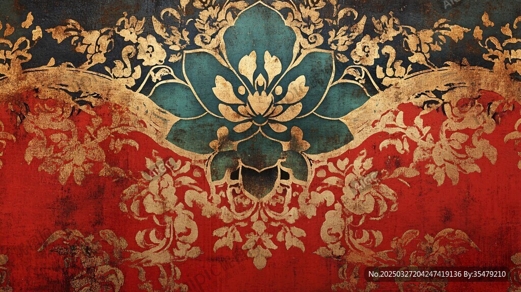 中式古典华丽花卉纹理图案