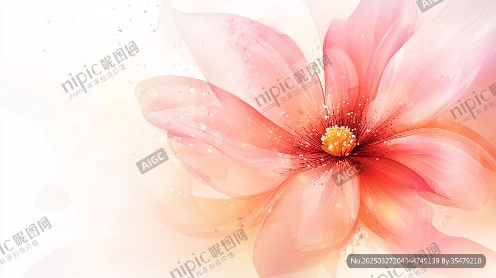 梦幻粉色花卉水彩艺术图