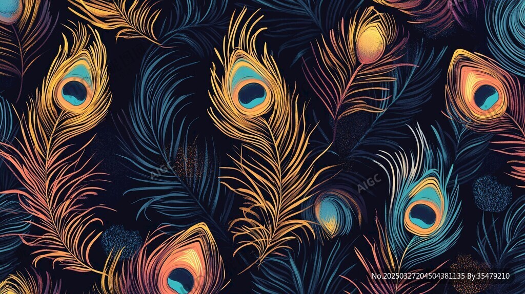 孔雀羽毛绚丽图案背景