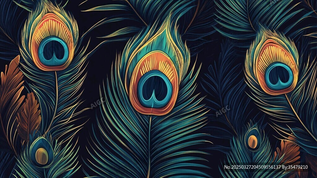 绚丽孔雀羽毛图案纹理