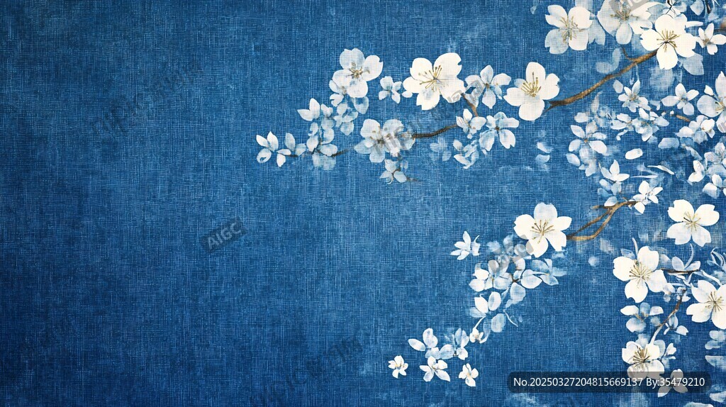 蓝底白花唯美花卉背景图