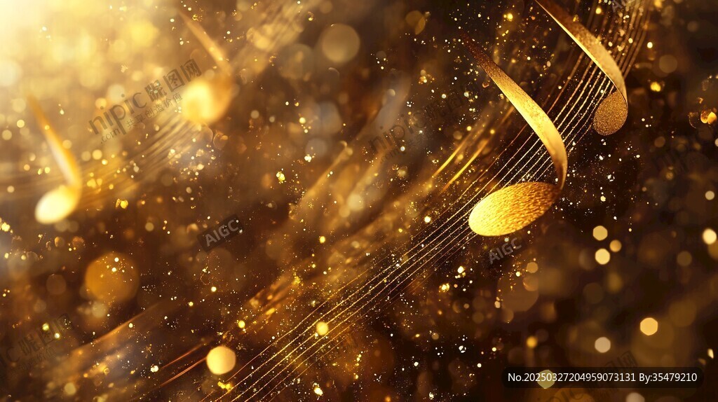 金色梦幻音符背景特效图