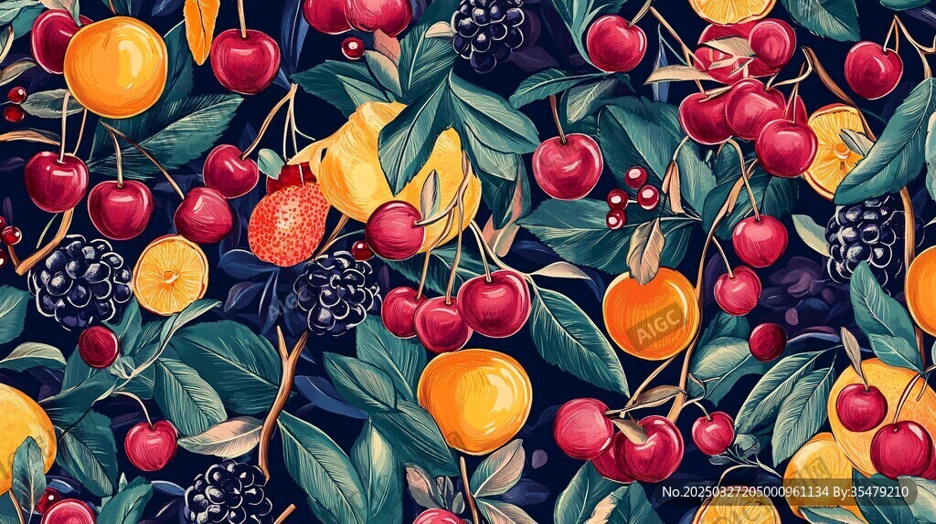 缤纷水果插画图案