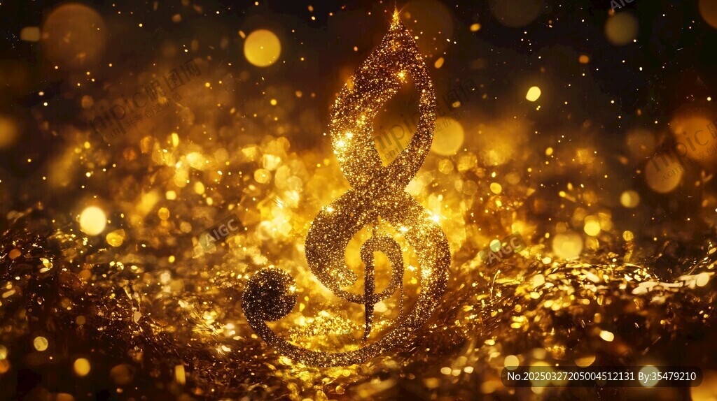 金色闪耀音乐符号梦幻场景