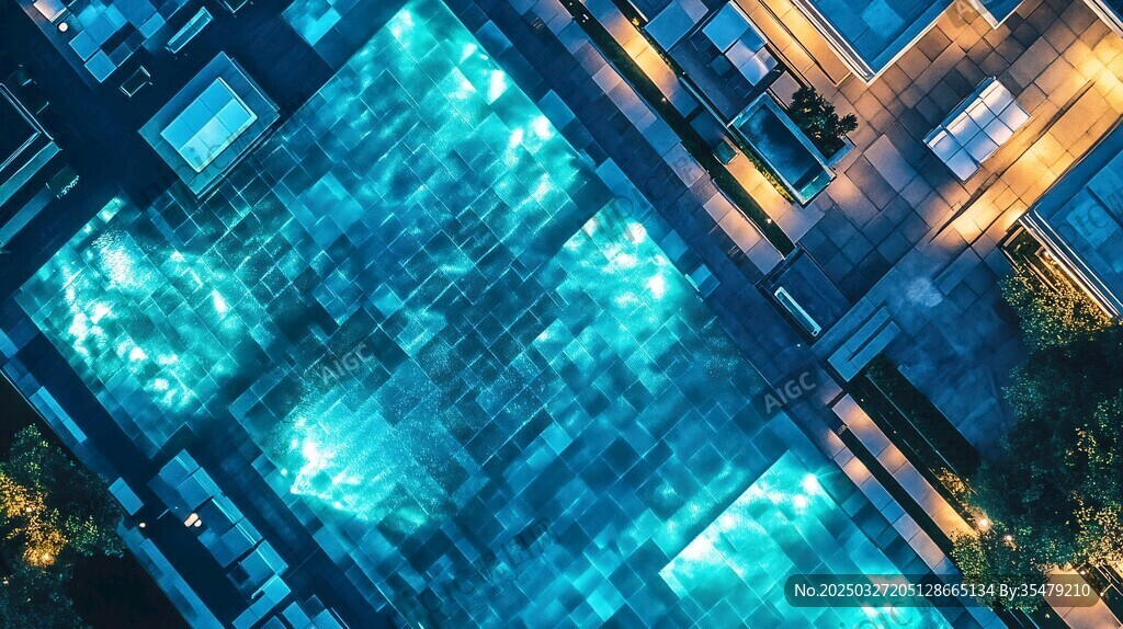 俯瞰璀璨蓝光广场夜景