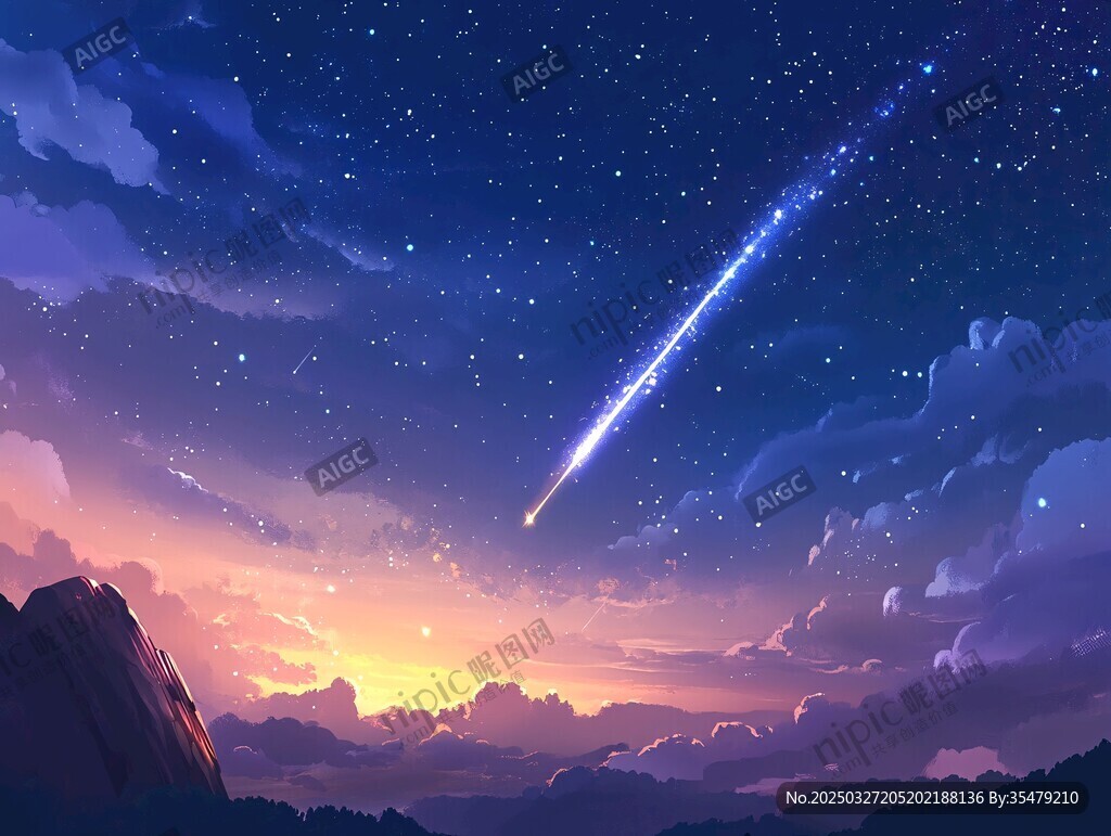梦幻星空下的流星美景