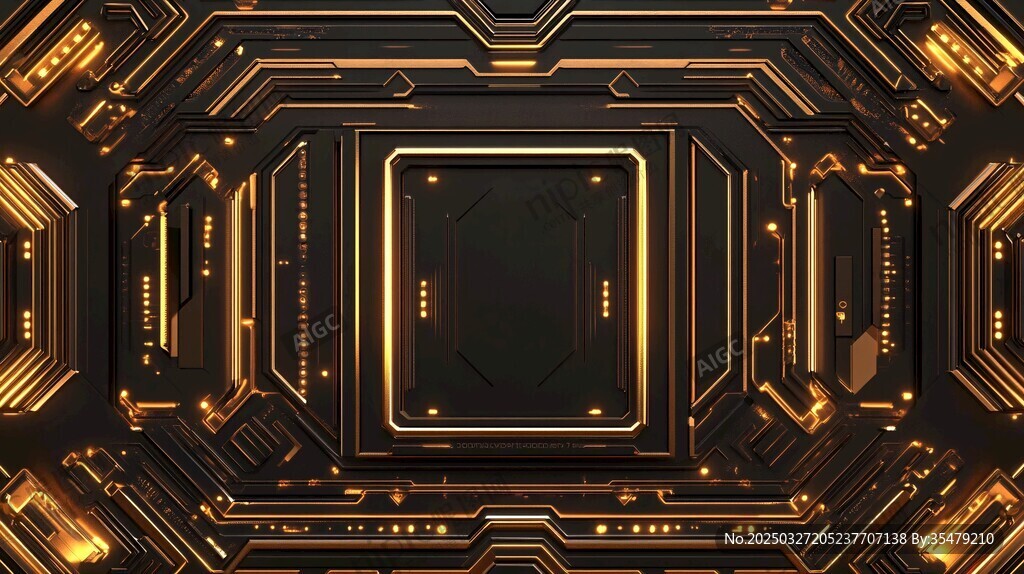 科技感黑金电路板背景图
