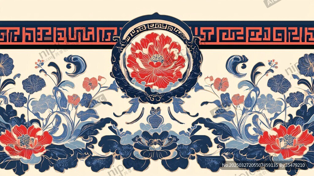 中式传统花卉纹样图案