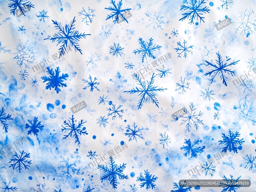 蓝色雪花梦幻背景图案