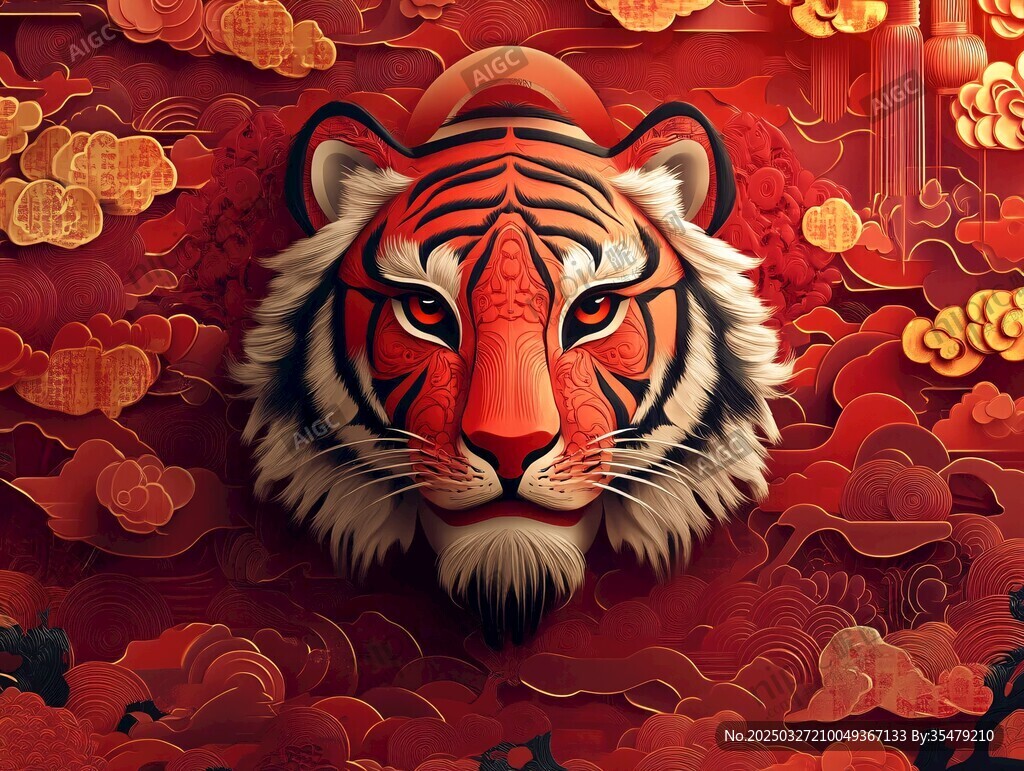 瑞虎贺岁 中式喜庆艺术插画