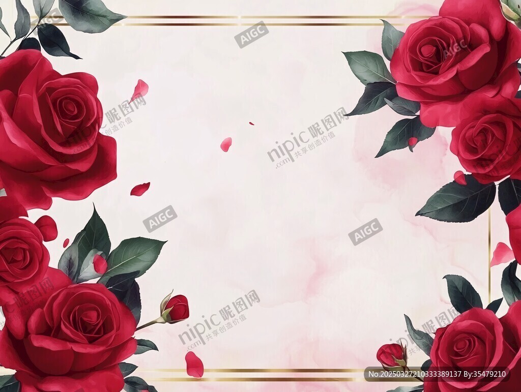 红玫瑰浪漫花卉背景图