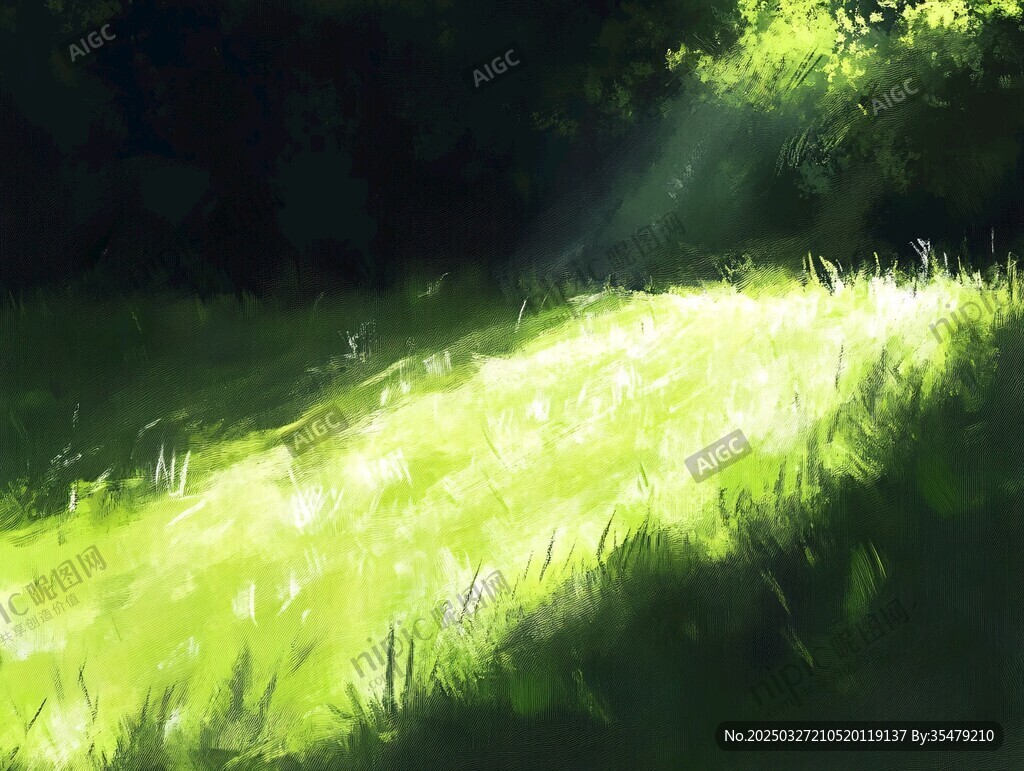 阳光洒落的翠绿草地