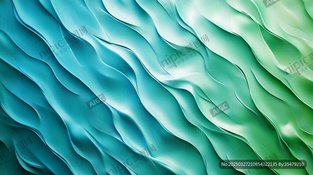 蓝绿渐变波浪纹理背景
