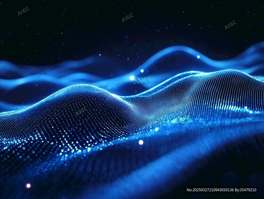 蓝色数据波 科技感背景图