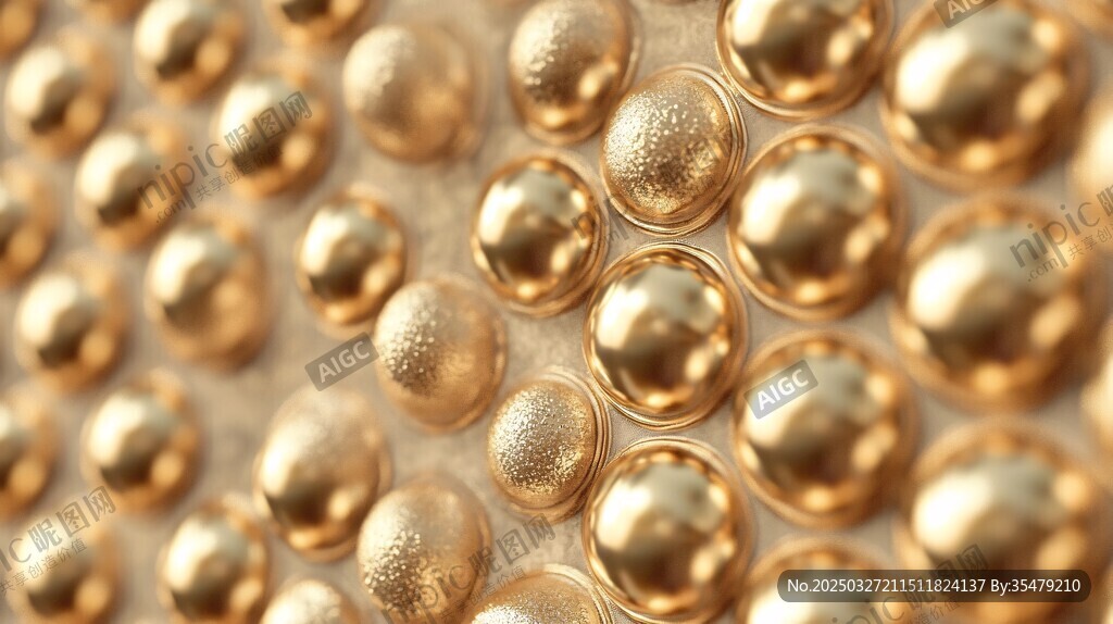 金色圆珠纹理特写