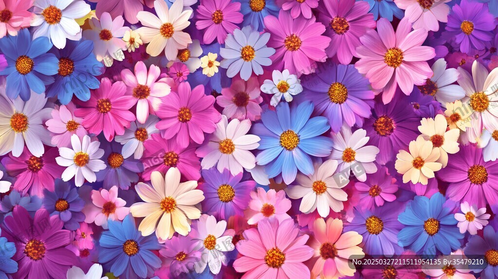 缤纷花卉图案 色彩绚丽花朵