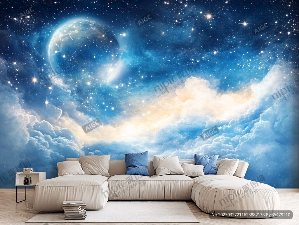 梦幻星空客厅背景墙