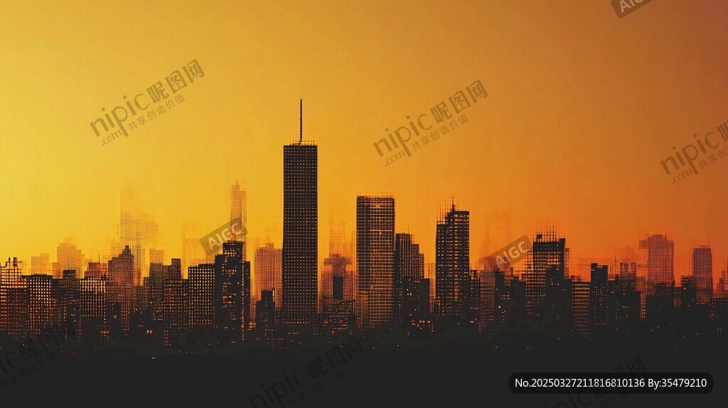 黄昏下的都市天际线