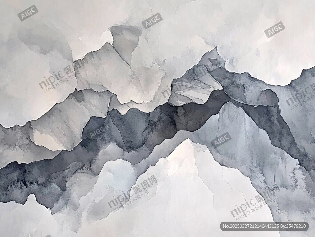 水墨风格山川抽象画