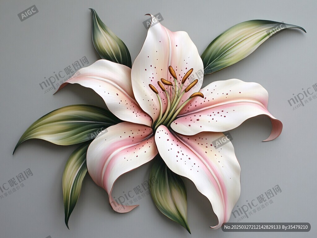 立体粉色百合花艺术装饰