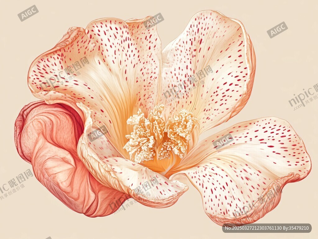 唯美手绘花卉特写图
