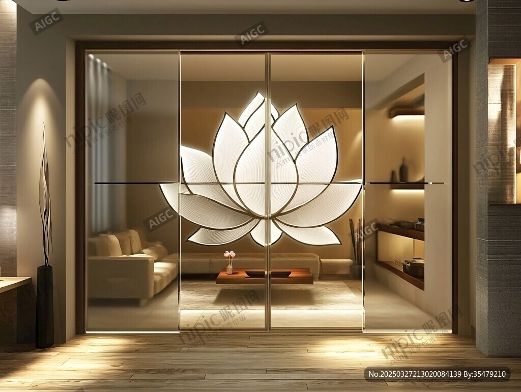 莲花玻璃隔断的雅致空间