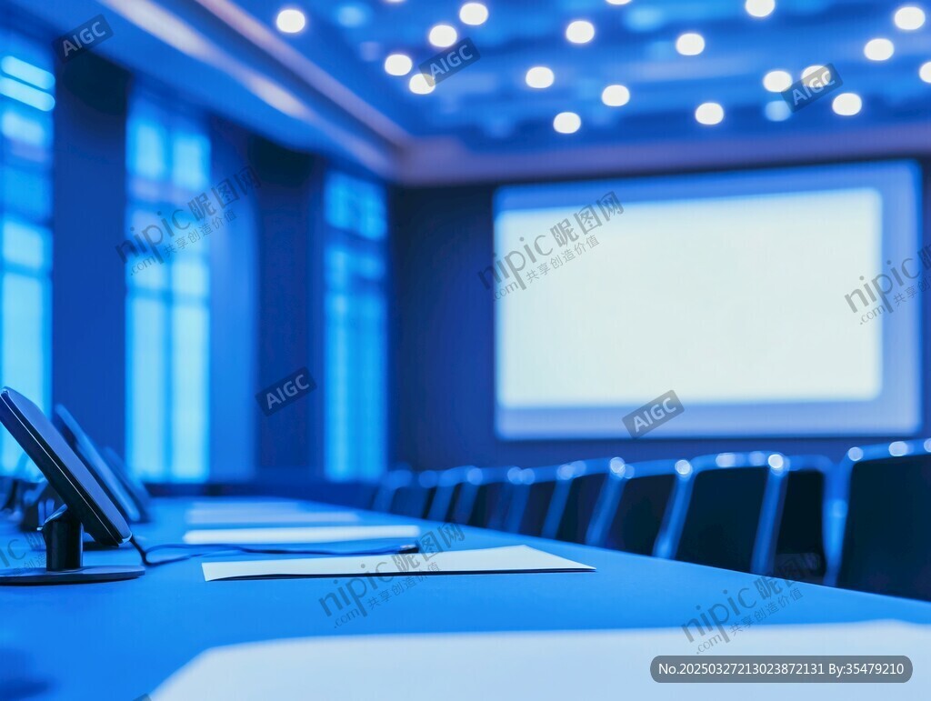 现代会议室布置场景
