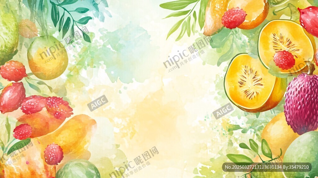 缤纷水果水彩绘