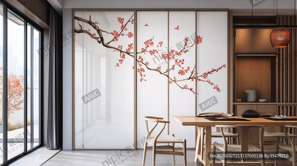 中式禅意茶室 樱花墙饰美