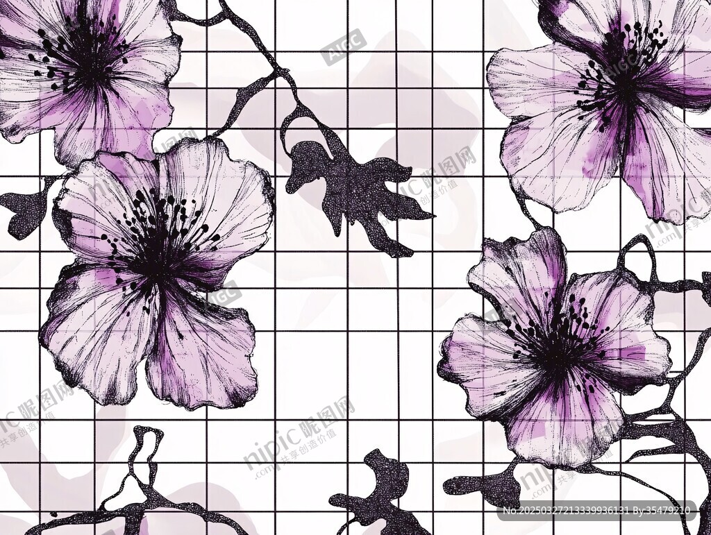 紫色花卉几何图案纹理