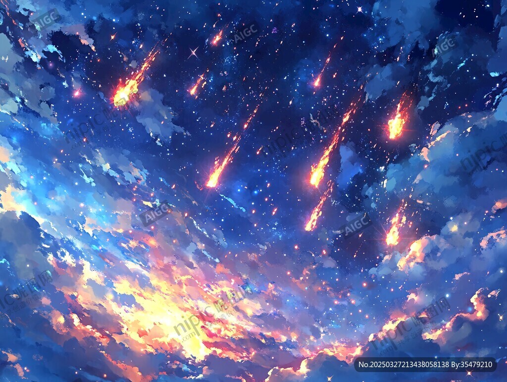 梦幻流星划过绚丽夜空