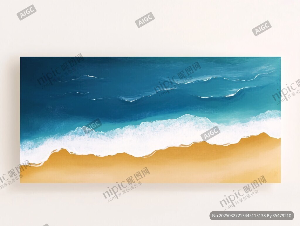 海浪沙滩抽象艺术画作