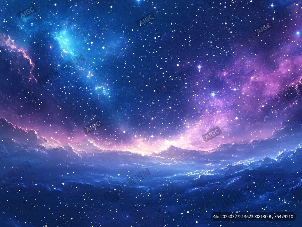 梦幻星空下的云海奇观