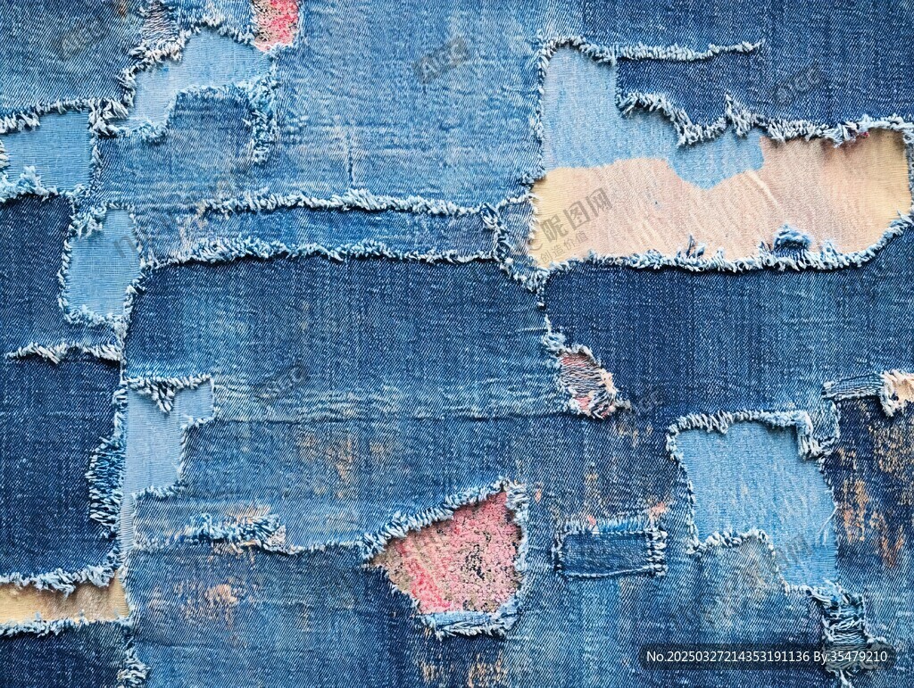 拼贴牛仔布纹理艺术画面