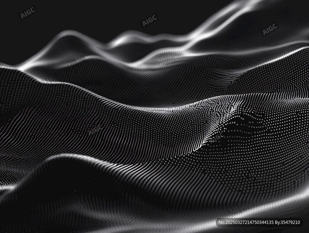 黑色波浪状三维粒子景观