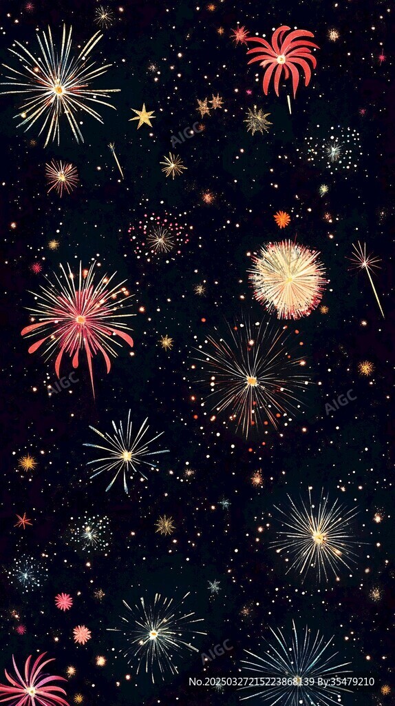 绚丽烟花夜空绽放图案