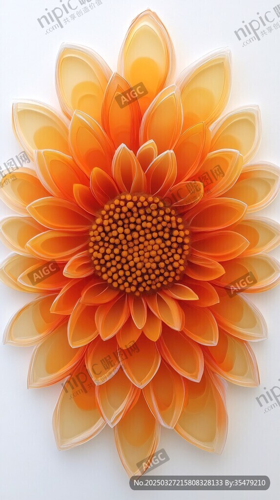 橙色立体花卉装饰艺术品