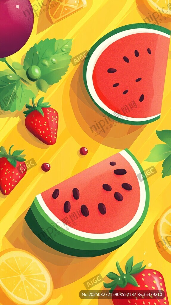 缤纷水果插画 色彩超亮眼