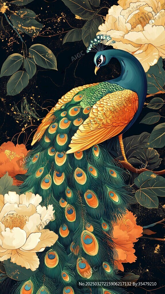 孔雀栖于繁花间
