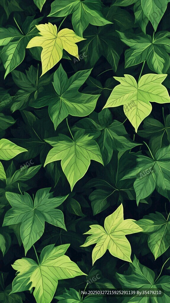 翠绿枫叶无缝植物背景图