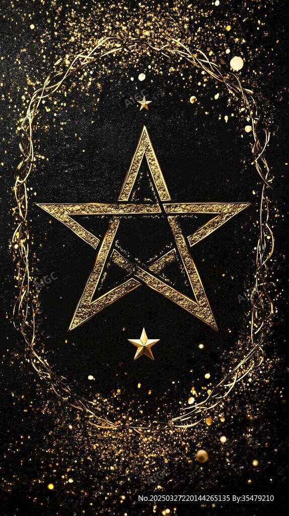 金色五角星魔法神秘背景图