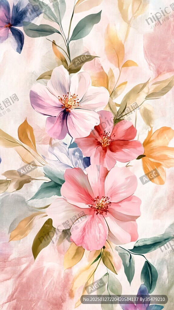 水彩花卉插画 柔美烂漫