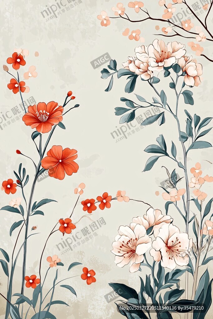 春日花卉插画