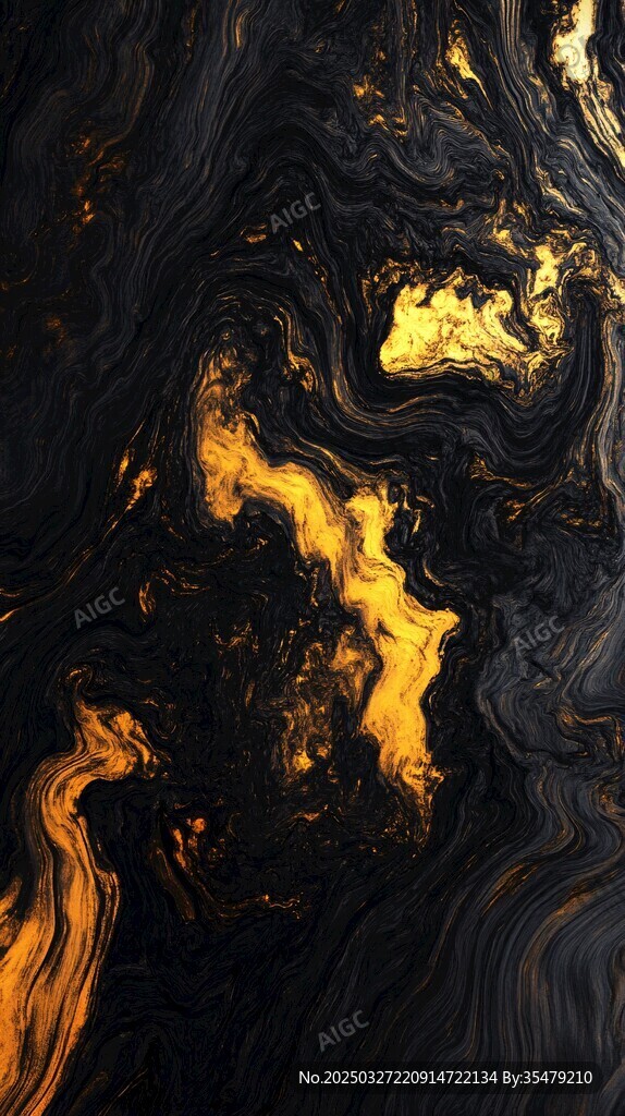黑金流体艺术纹理画面