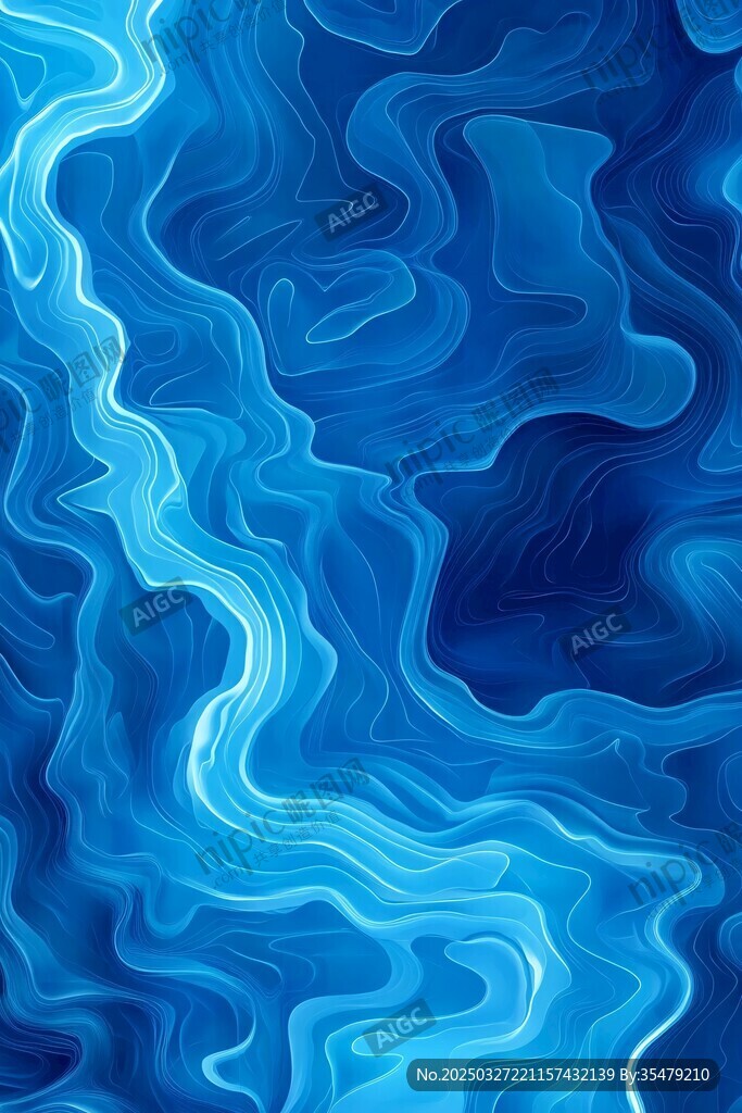 蓝色流动波纹抽象背景图